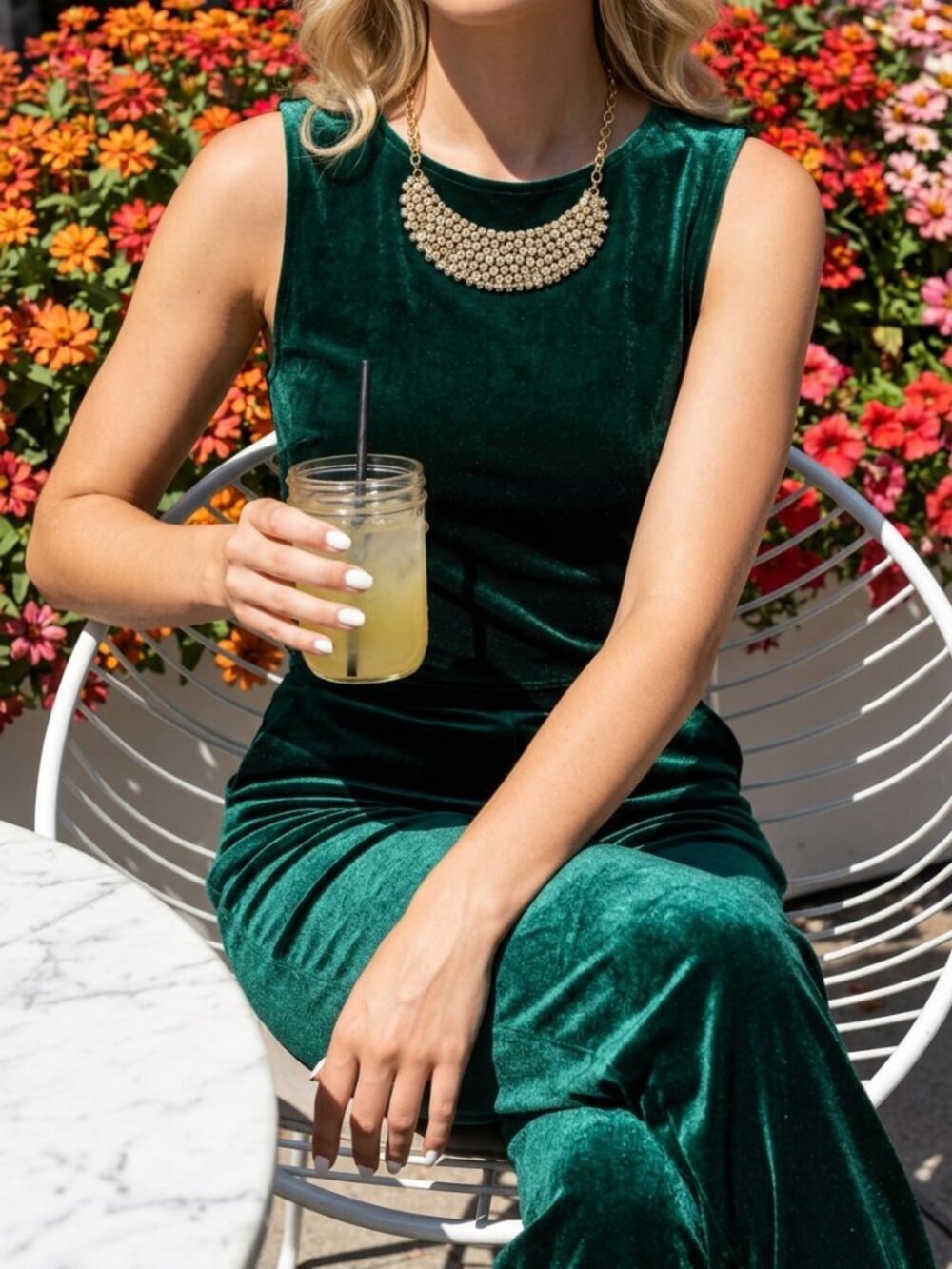 Rhinestone gold-tone metal necklace